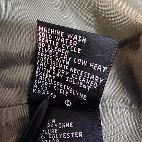 KASPER Size 8P Green Linen Blend One Button Blazer Jacket Office Professional - Picture 14 of 14